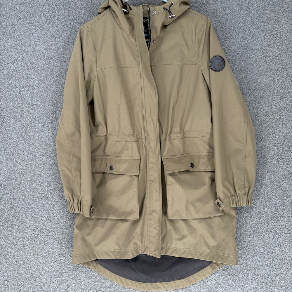 DKNY Donna Karan New York Hooded Parka Jacket Olive Green Khaki Small